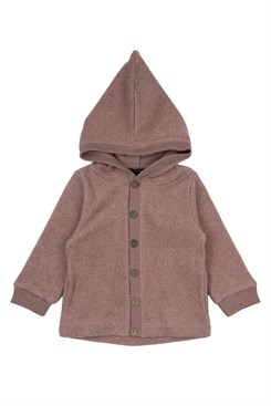 Mikk-Line Baby-Kapuzenjacke aus Baumwollfleece – Burlwood Melange